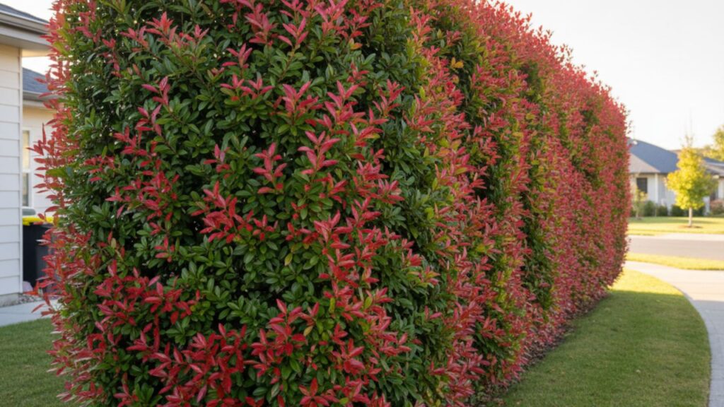 Lindo arbusto de cerca com photinias